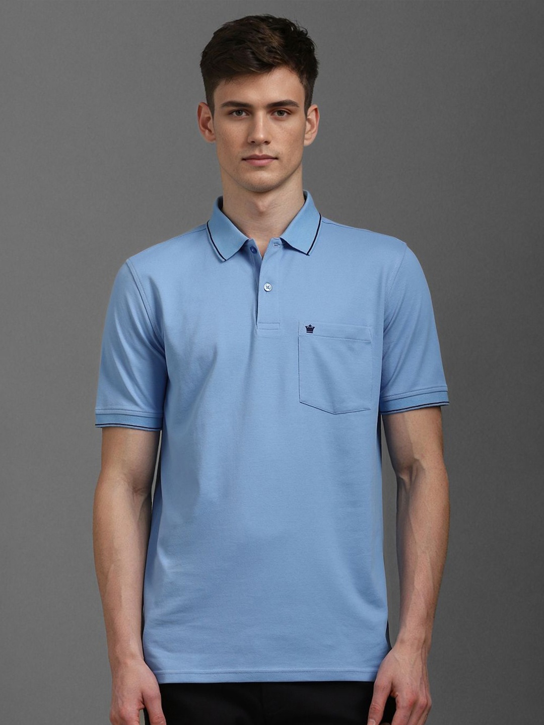 

Louis Philippe Men Polo Collar Pockets T-shirt, Blue