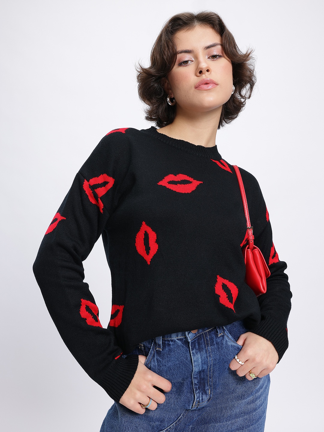 

glitchez Playful Self-Design Pullover, Black
