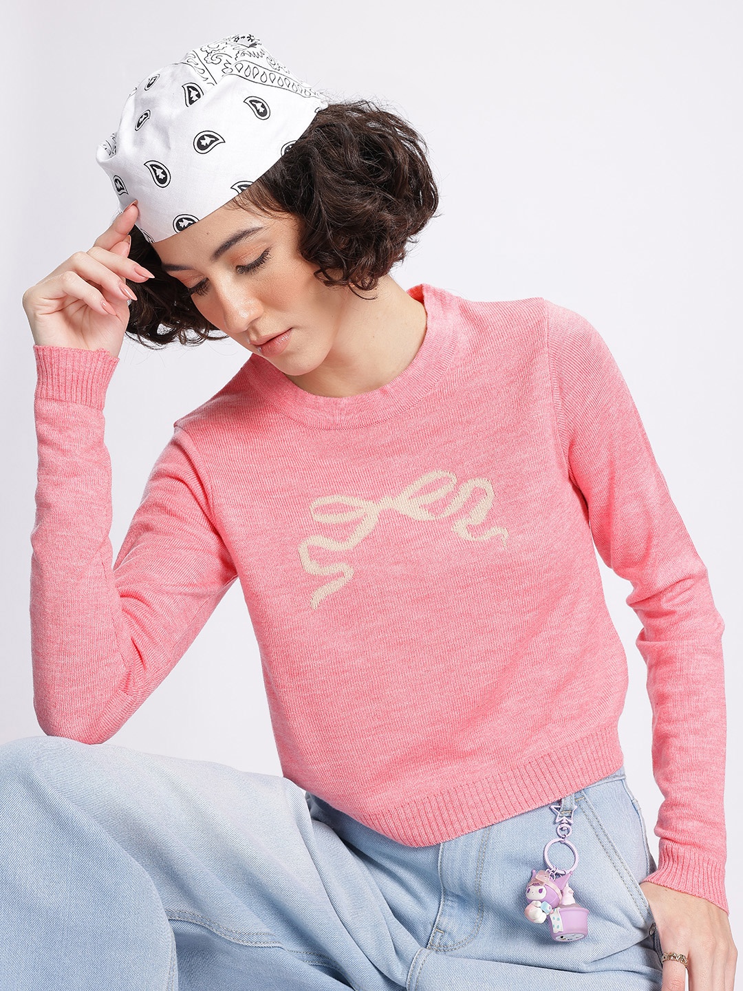 

glitchez Easy Breeze Acrylic Drop-Shoulder Pullover, Pink