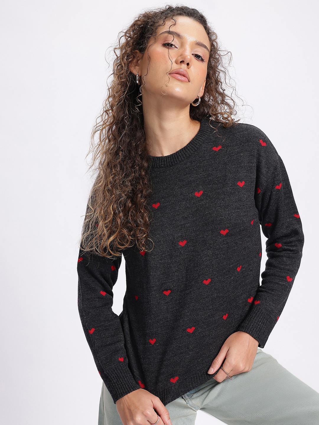 

glitchez Wintery Whispers Conversational Pullover, Charcoal