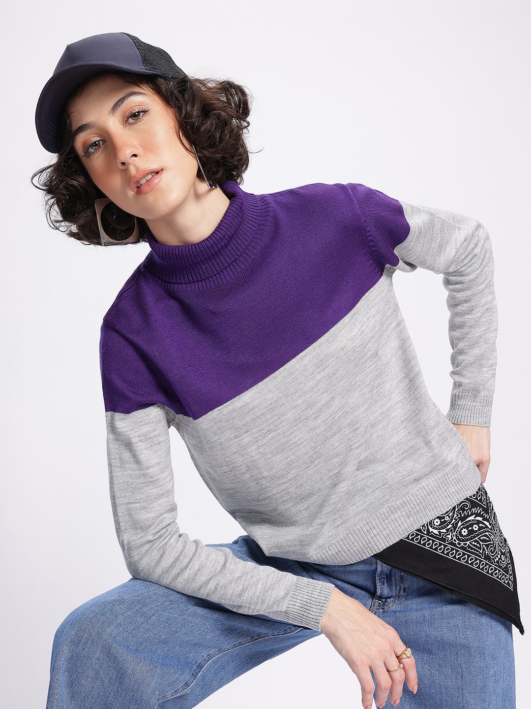 

glitchez Snuggle Wrap Colourblocked Pullover, Purple