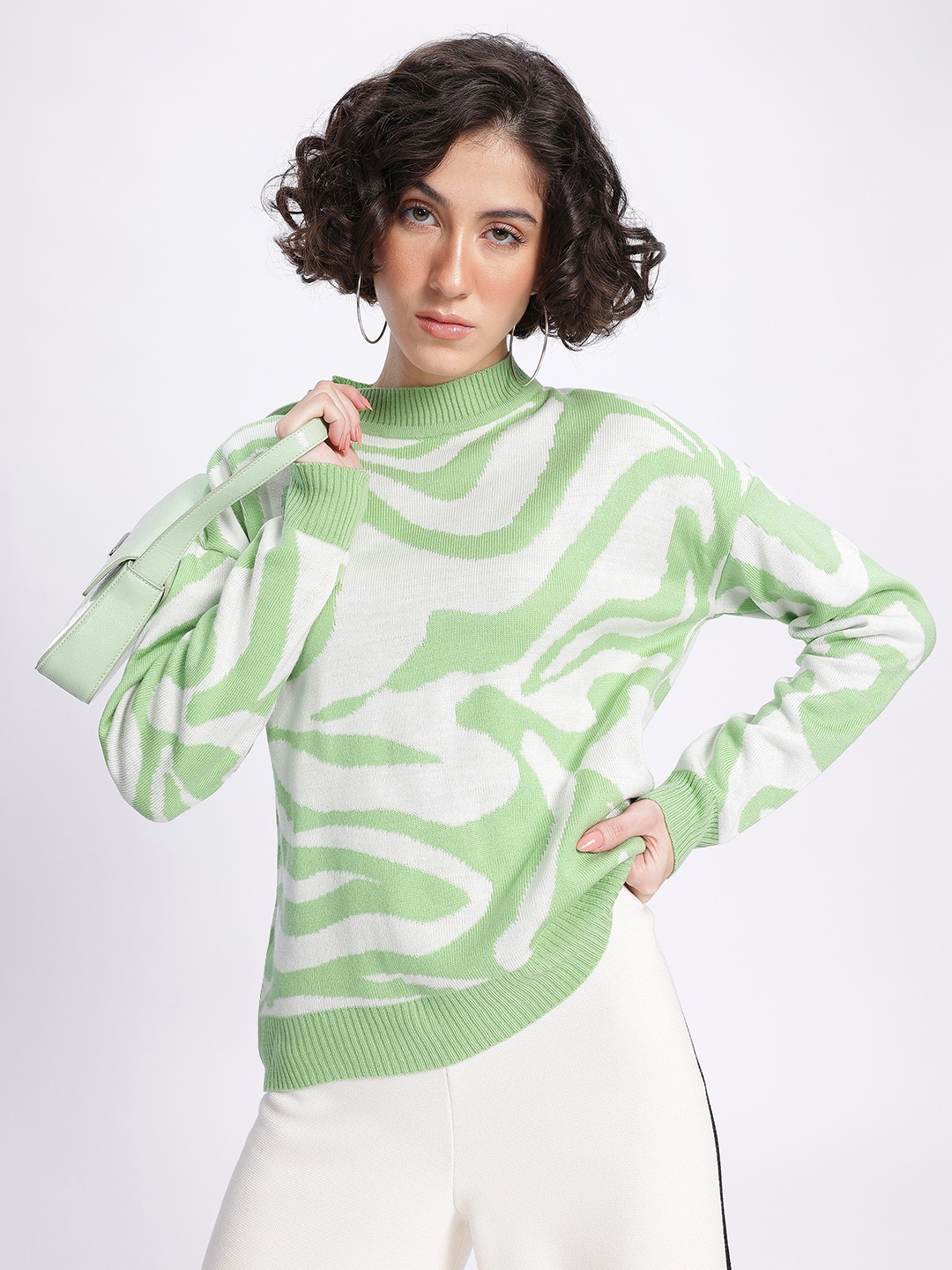 

glitchez Wrapped Charm Abstract Sweater, Green