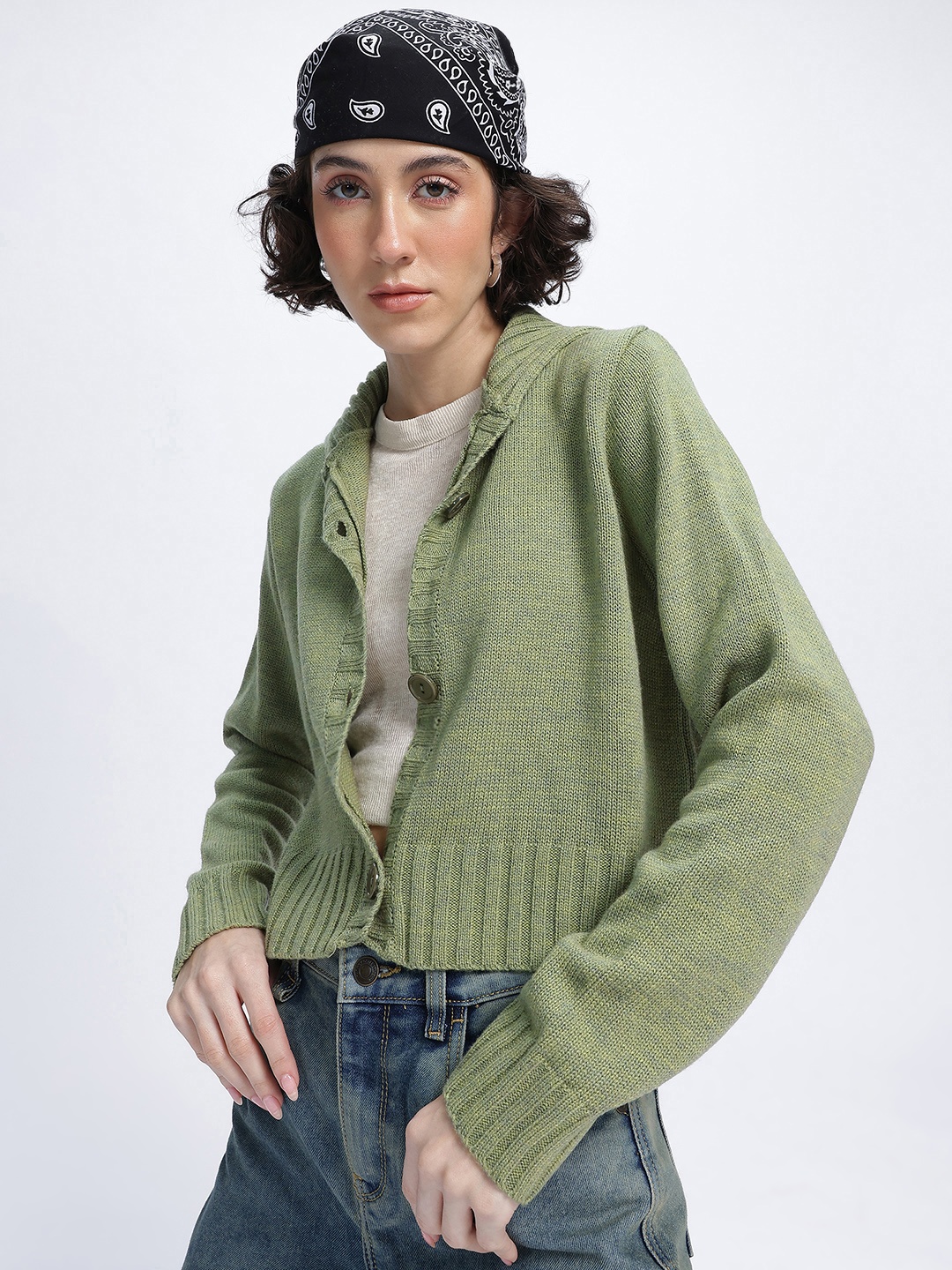 

glitchez Cozy Drop Lapel Collar Cardigan, Green