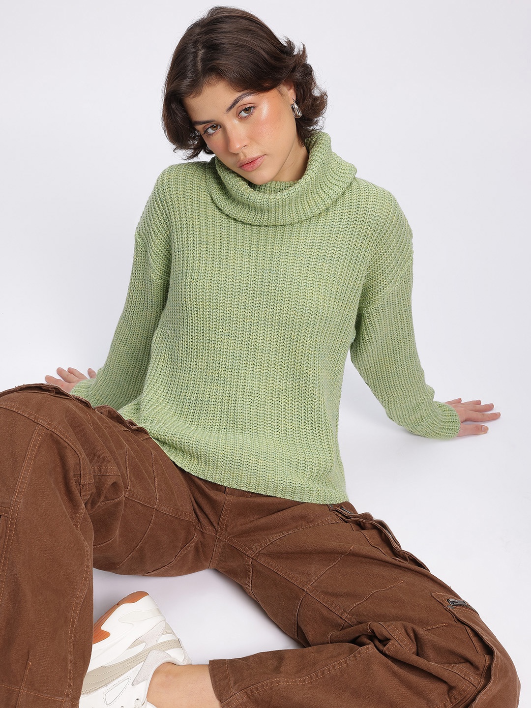 

glitchez Cozy Couture Turtle Neck Pullover, Green