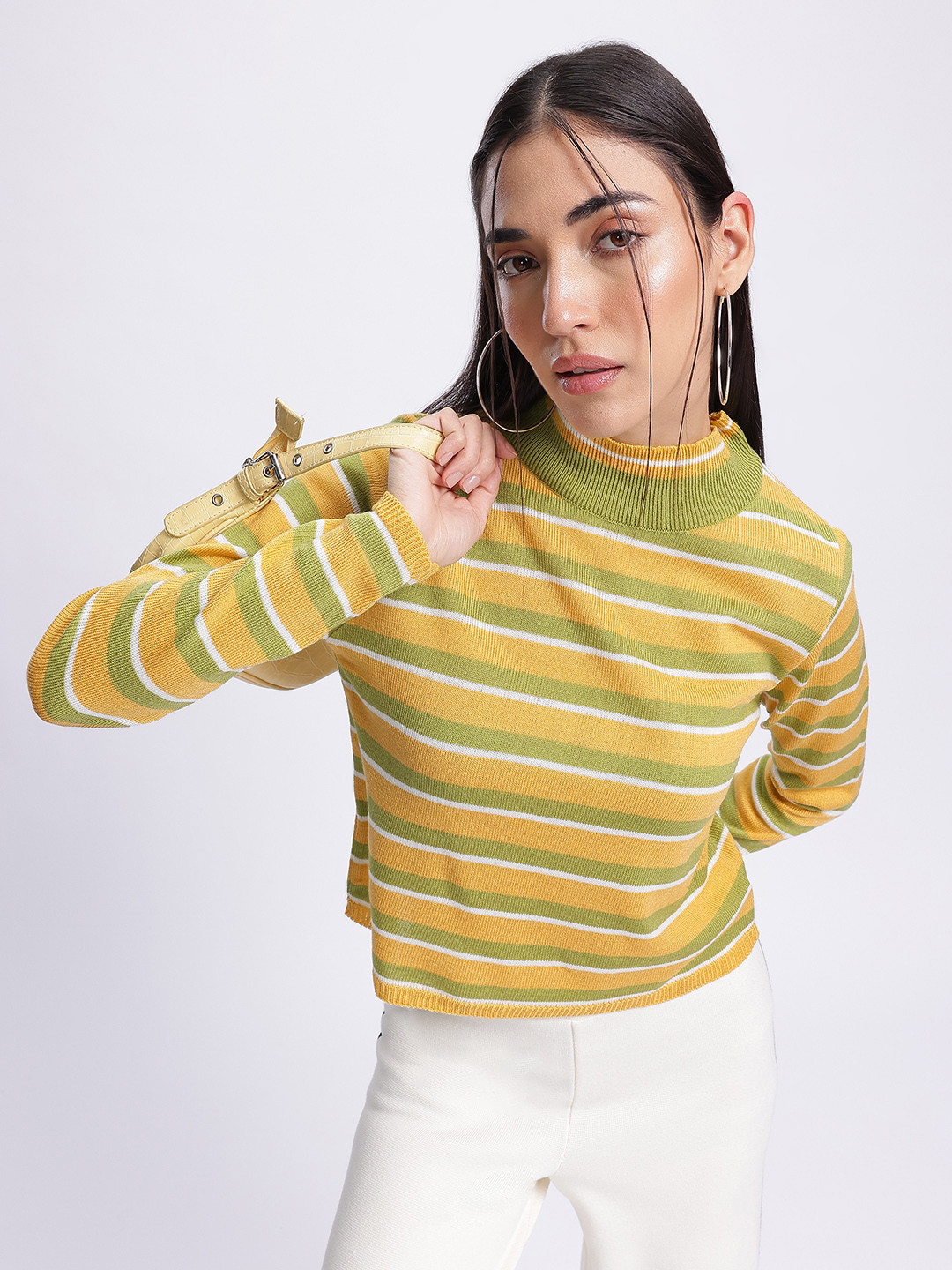

glitchez Striped Stride Multi-Striped Pullover, Green