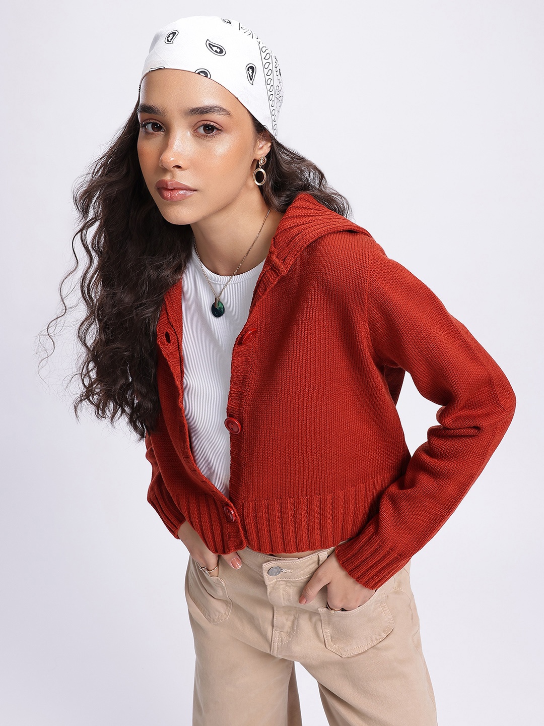 

glitchez Rust Rave Hooded Cardigan