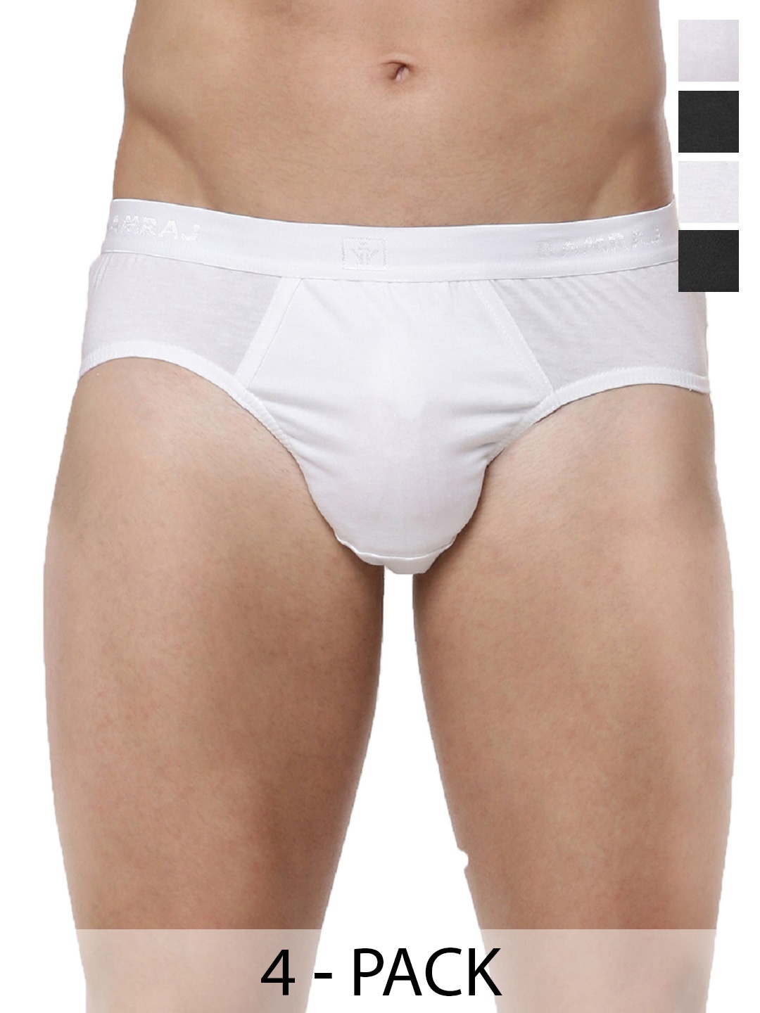 

Ramraj Men Pack of 4 Cotton Outer Elastic Briefs, White