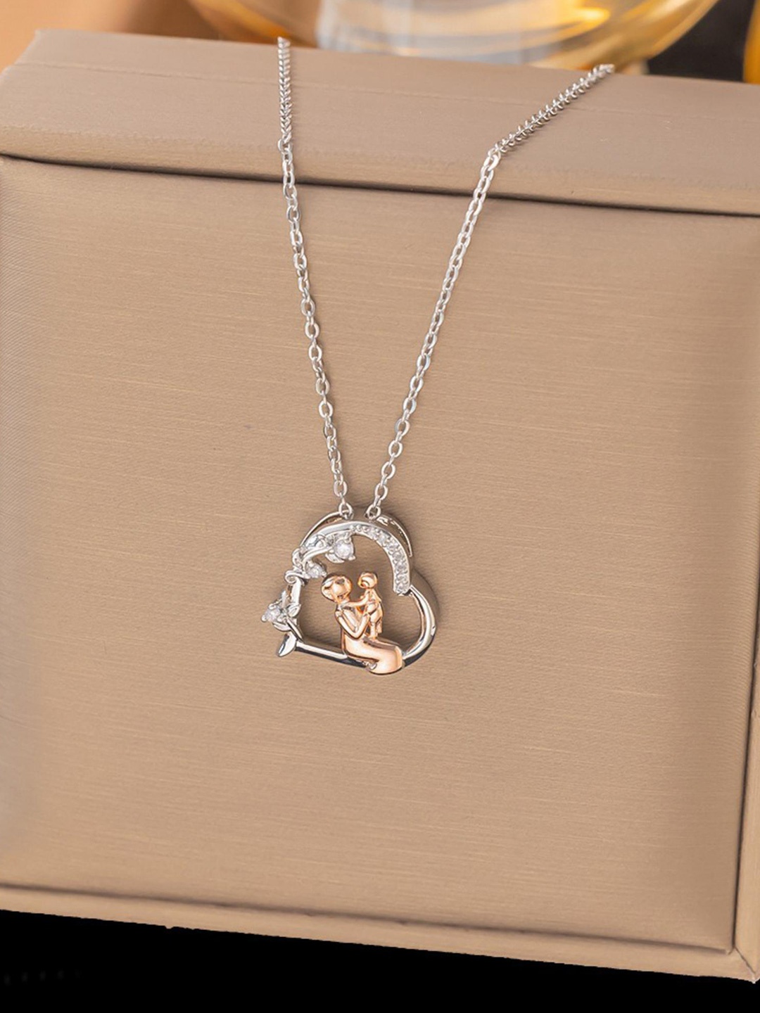 

MYKI Silver-Plated Stainless Steel Heart Shaped Pendant With Chain