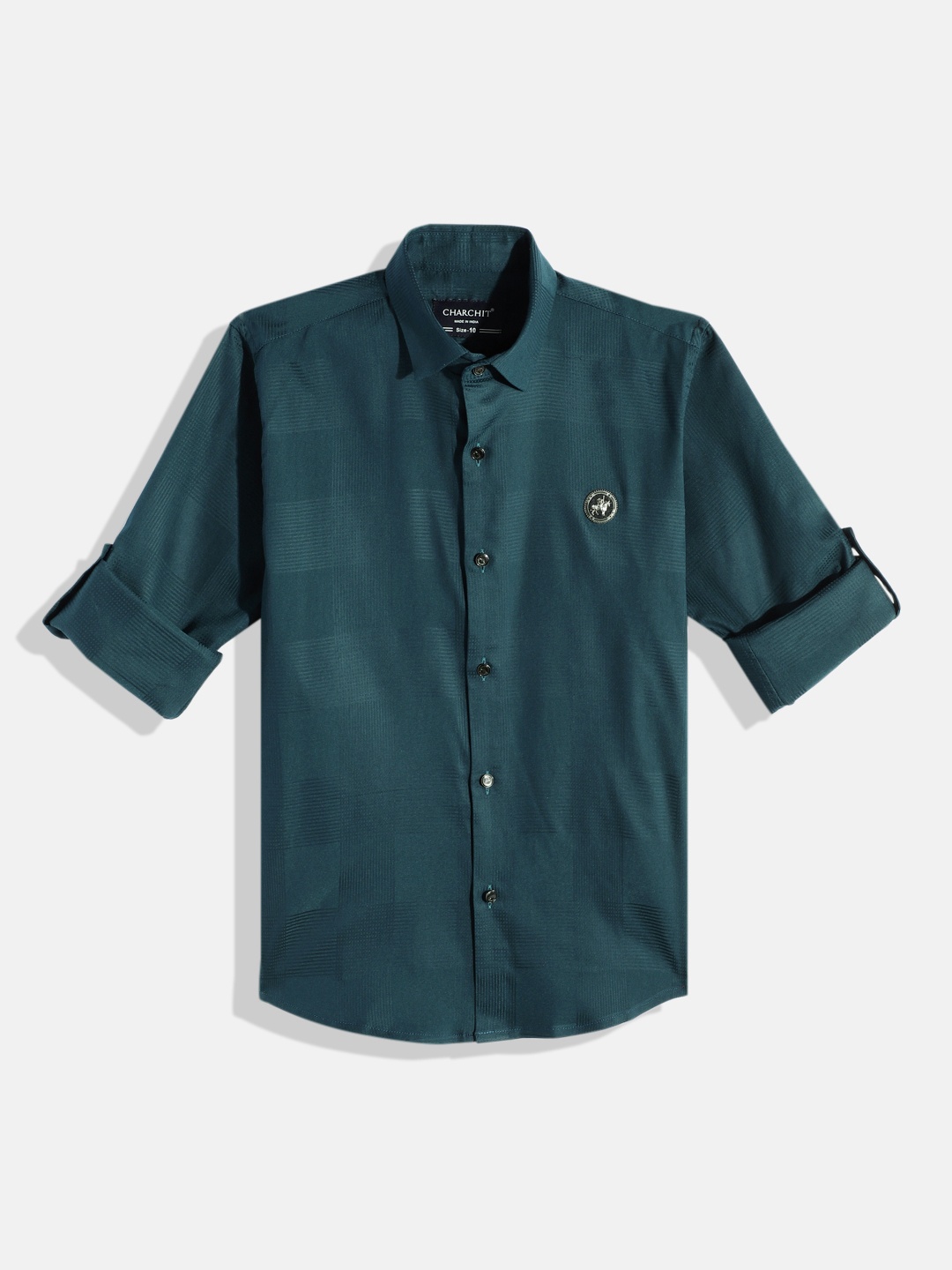 

CHARCHIT Boys Comfort Checked Pure Cotton Casual Shirt, Teal