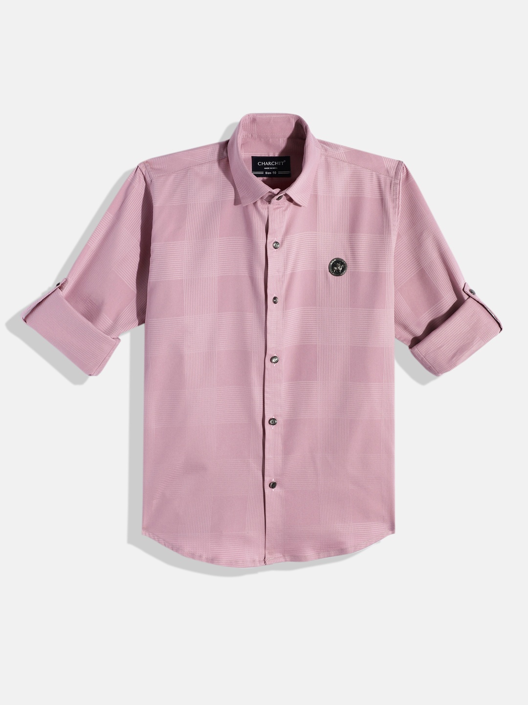 

CHARCHIT Boys Comfort Horizontal Striped Cotton Lycra Casual Shirt, Pink
