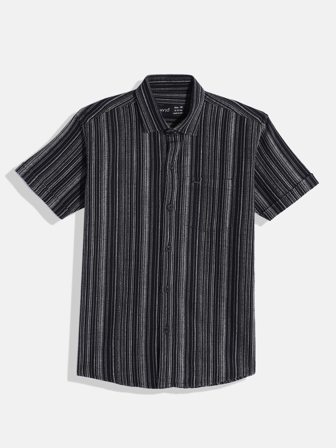 

CAVIO Boys Comfort Striped Pure Cotton Casual Shirt, Black