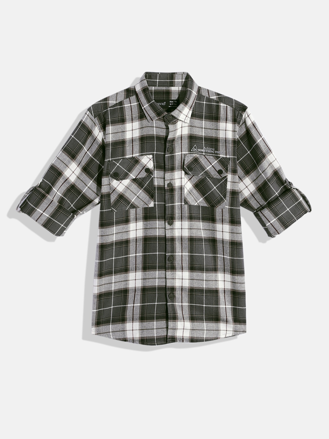 

CAVIO Boys Comfort Tartan Checked Pure Cotton Casual Shirt, Grey