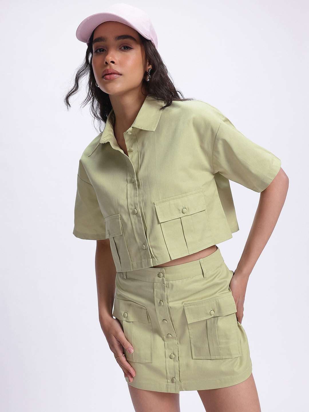 

glitchez Trend Twins Cropped Boxy Co-Ords, Green
