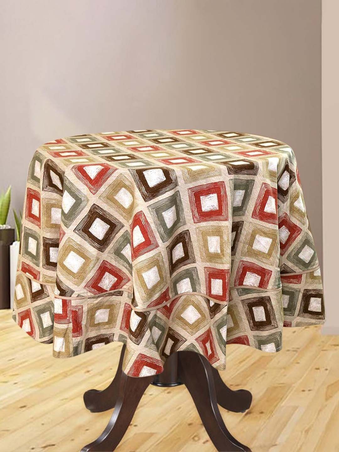 

BILBERRY Furnishing by preeti grover Printed Round Dinning Table Cover, White