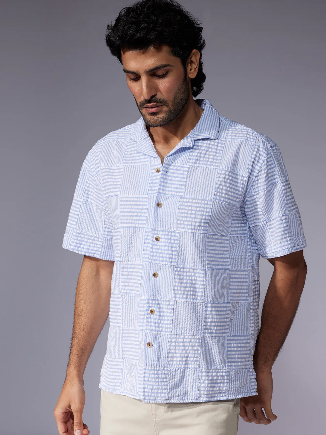 

Bombay Shirt Company Men Opaque Checked Casual Shirts, Blue
