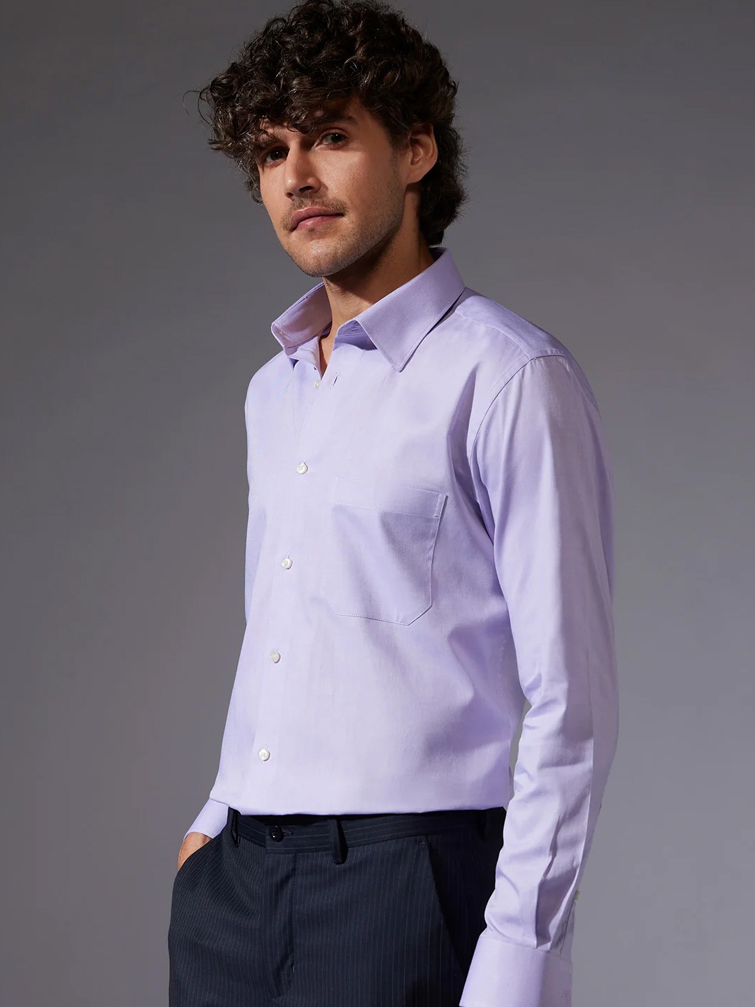 

Bombay Shirt Company Men Tailored Fit Solid Casual Shirt, Lavender