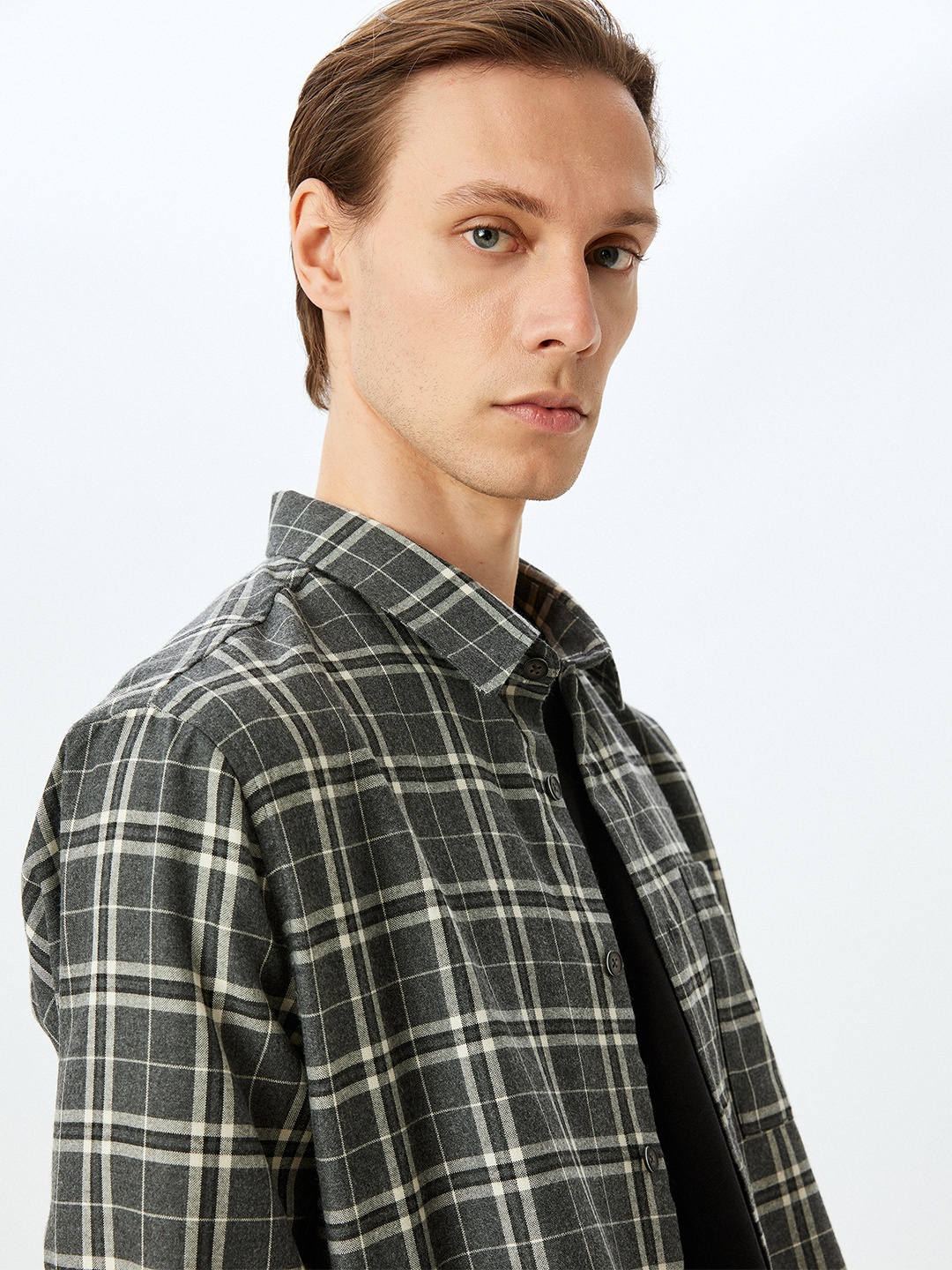 

Koton Men Tartan Checks Opaque Checked Casual Shirt, Black