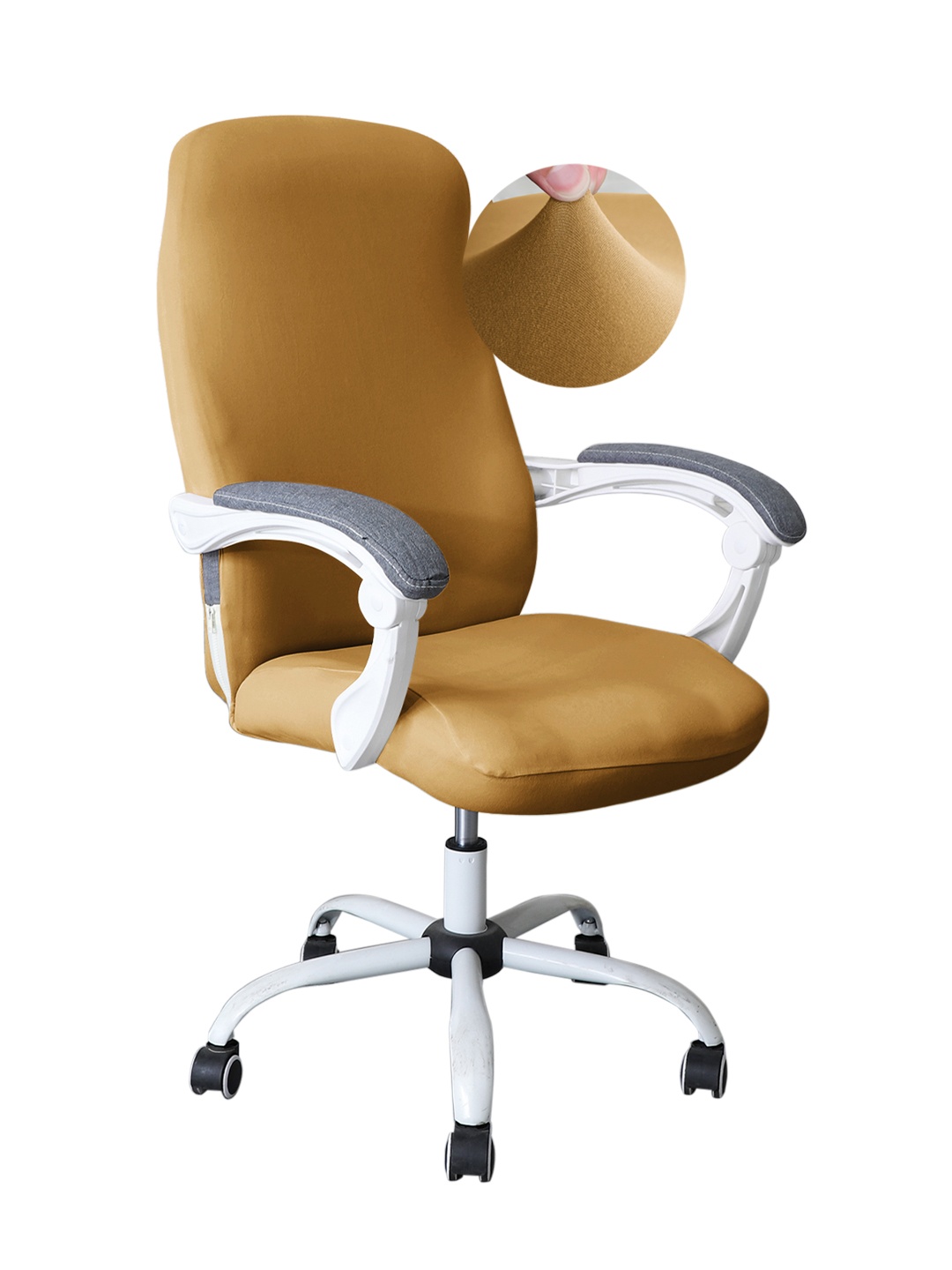

HOKIPO Brown 140 GSM Stretchable Office Chair Cover, Camel brown