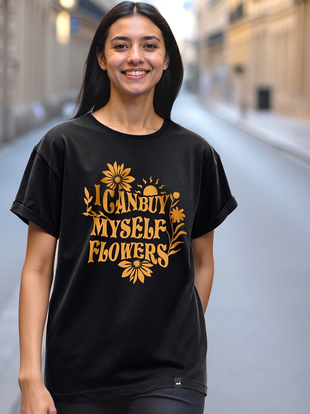 

Bewakoof Typography Printed Pure Cotton T-shirt, Black