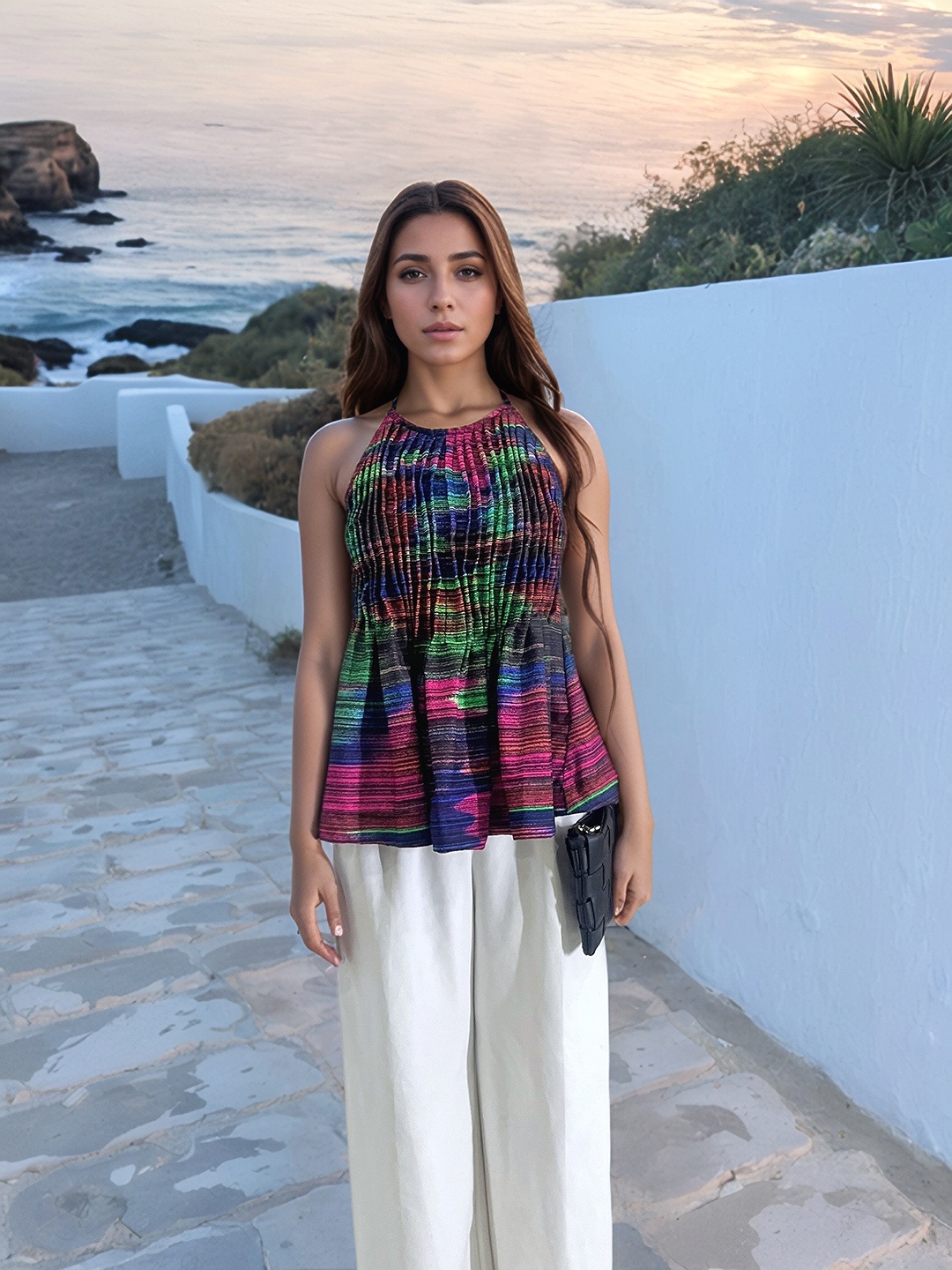 

Stylecast X Hersheinbox Abstract Print Smocked Peplum Top, Multi