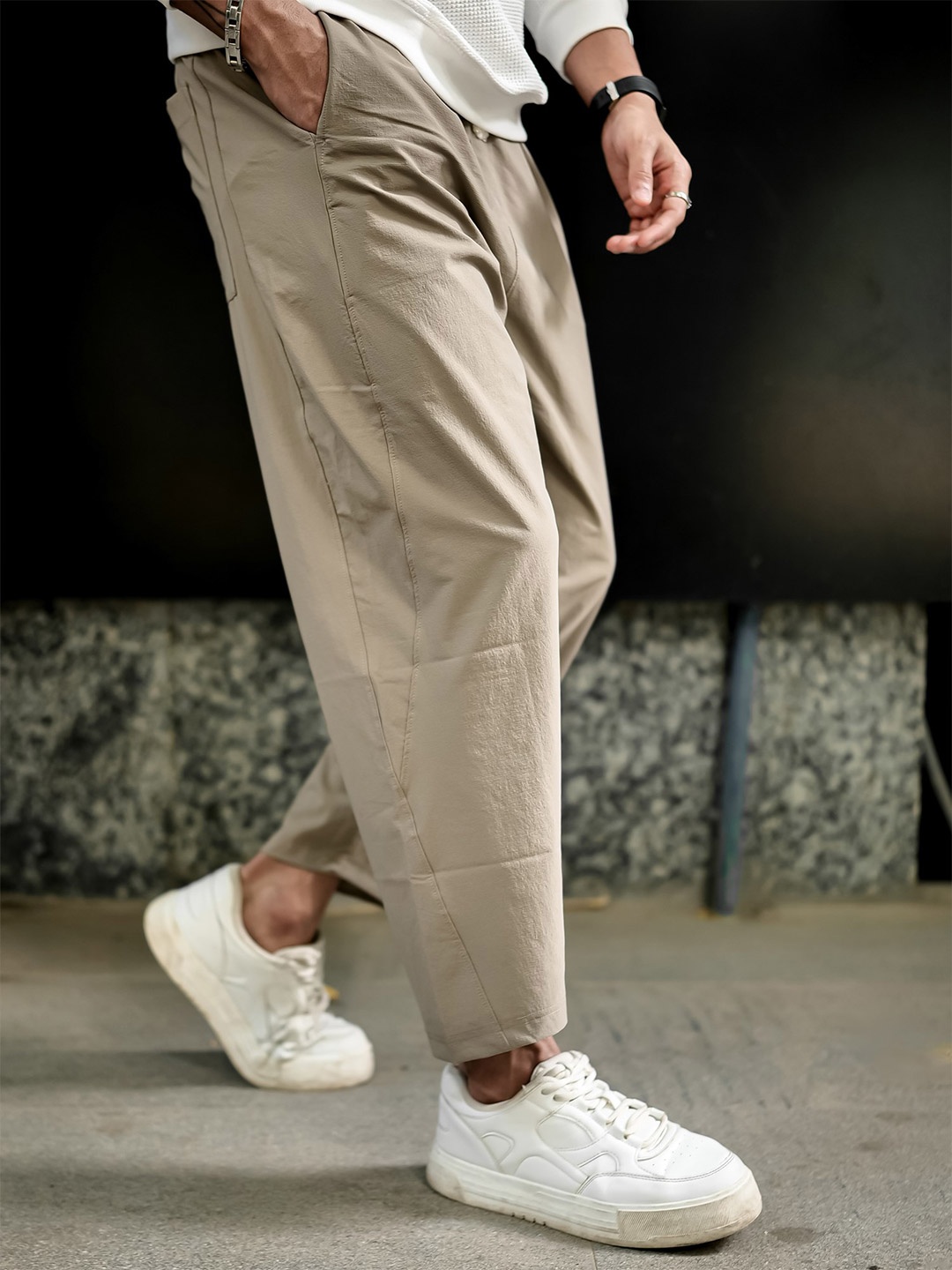 

Maniac Men Relaxed Fit Track Pants, Beige