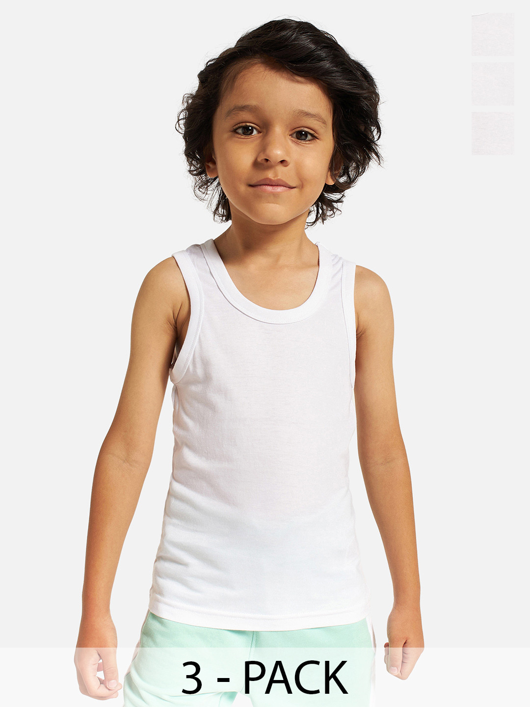 

Juniors by Babyshop Boys Pack of 3 Cotton Innerwear Vests, White