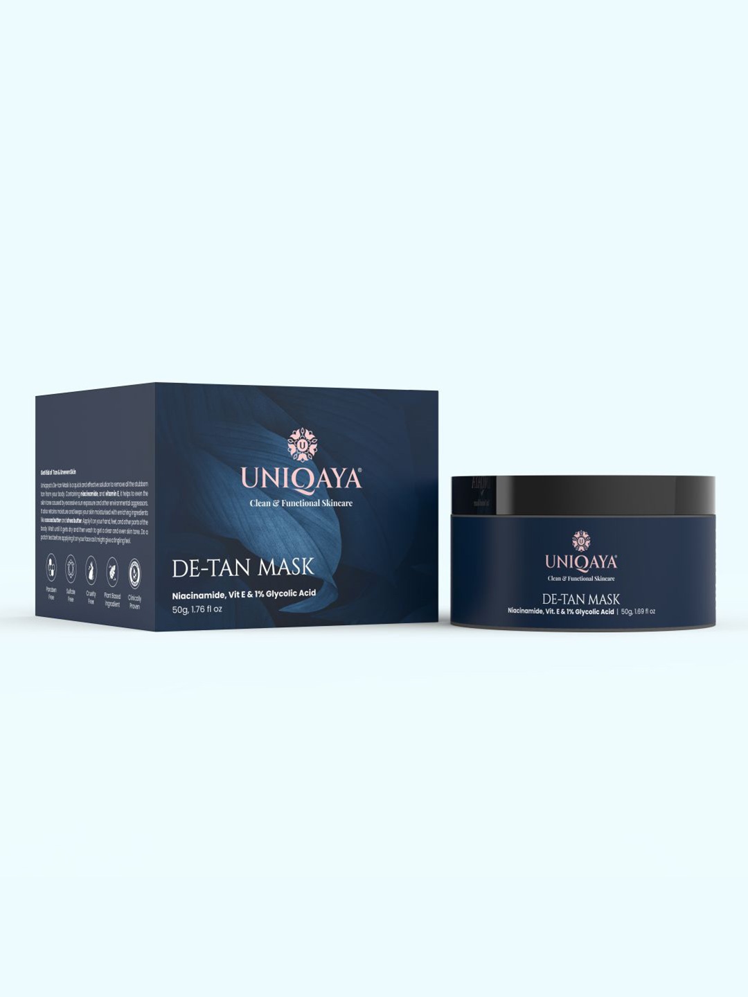 

UNIQAYA Radiance-Boosting De-Tan Mask With Niacinamide & Glycolic Acid - 50g, Blue