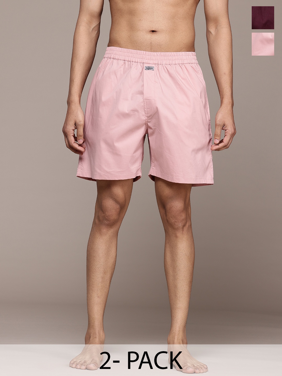 

The Roadster Lifestyle Co. Pack Of 2 Pure Cotton Boxers, Pink