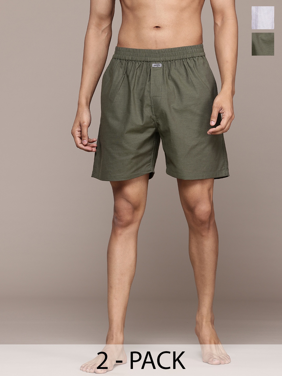 

The Roadster Lifestyle Co. Pack Of 2 Pure Cotton Boxers, Green