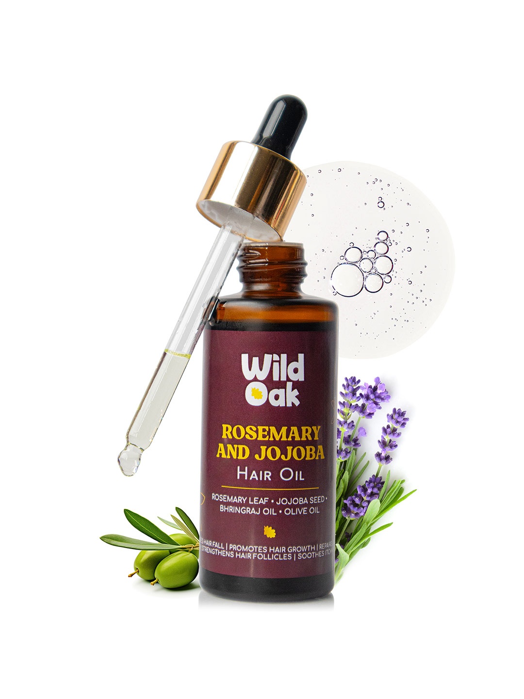 

Wild Oak Rosemary Hair Oil with Bhringraj & Jojoba Oil for Hair Growth & Dandruff - 50ml, Nude