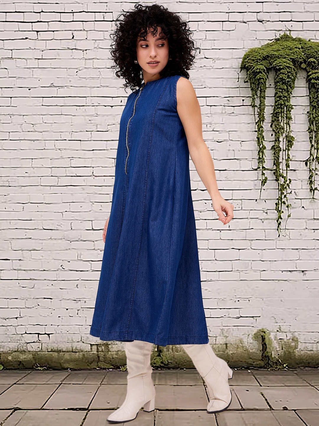 

DressBerry Women Denim A-Line Midi Dress, Blue