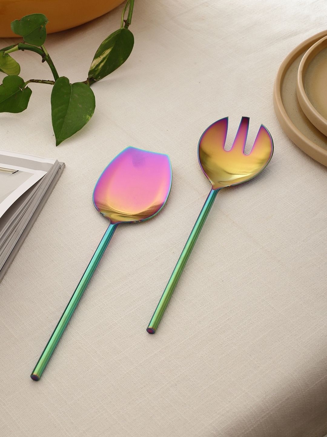 

VarEesha ColorSplash Green 2 Pieces Stainless Steel Serving Spoons