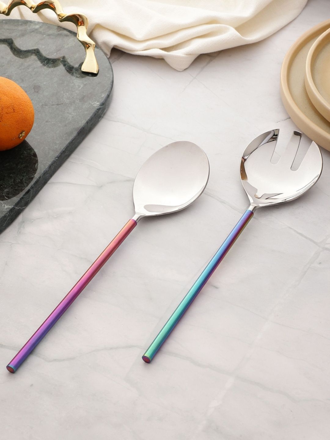 

VarEesha ColorSplash Silver-Toned 2 Pieces Stainless Steel Serving Spoons