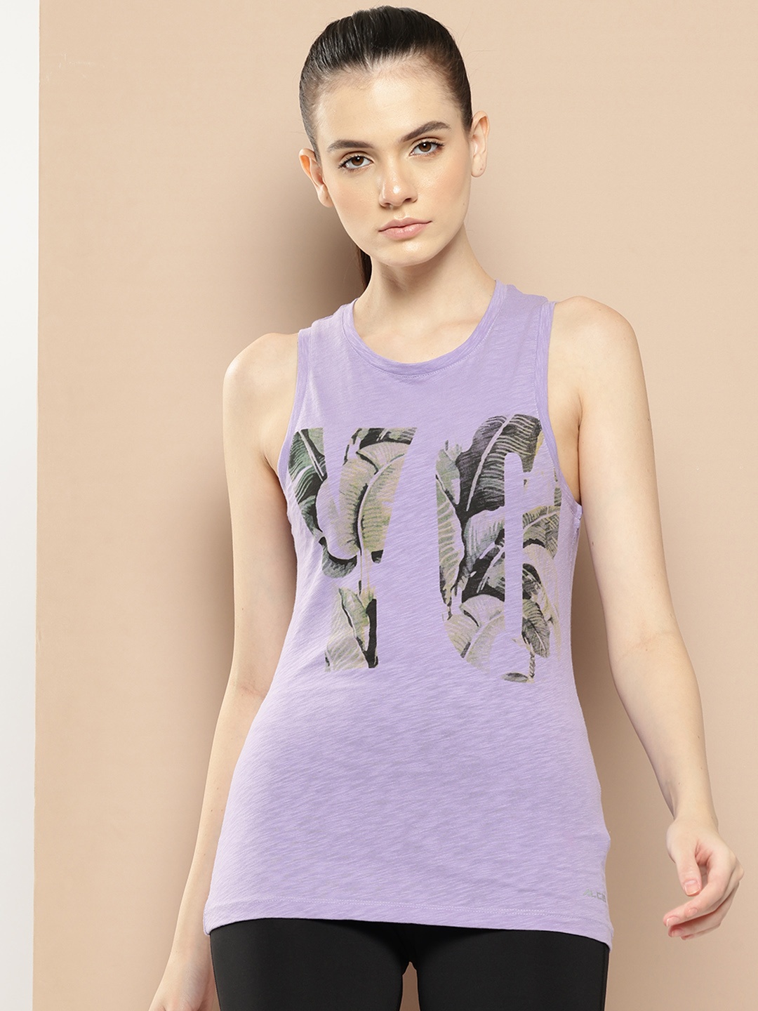 

Alcis Typography Tropical Printed Pure Cotton Sports T-shirt, Purple