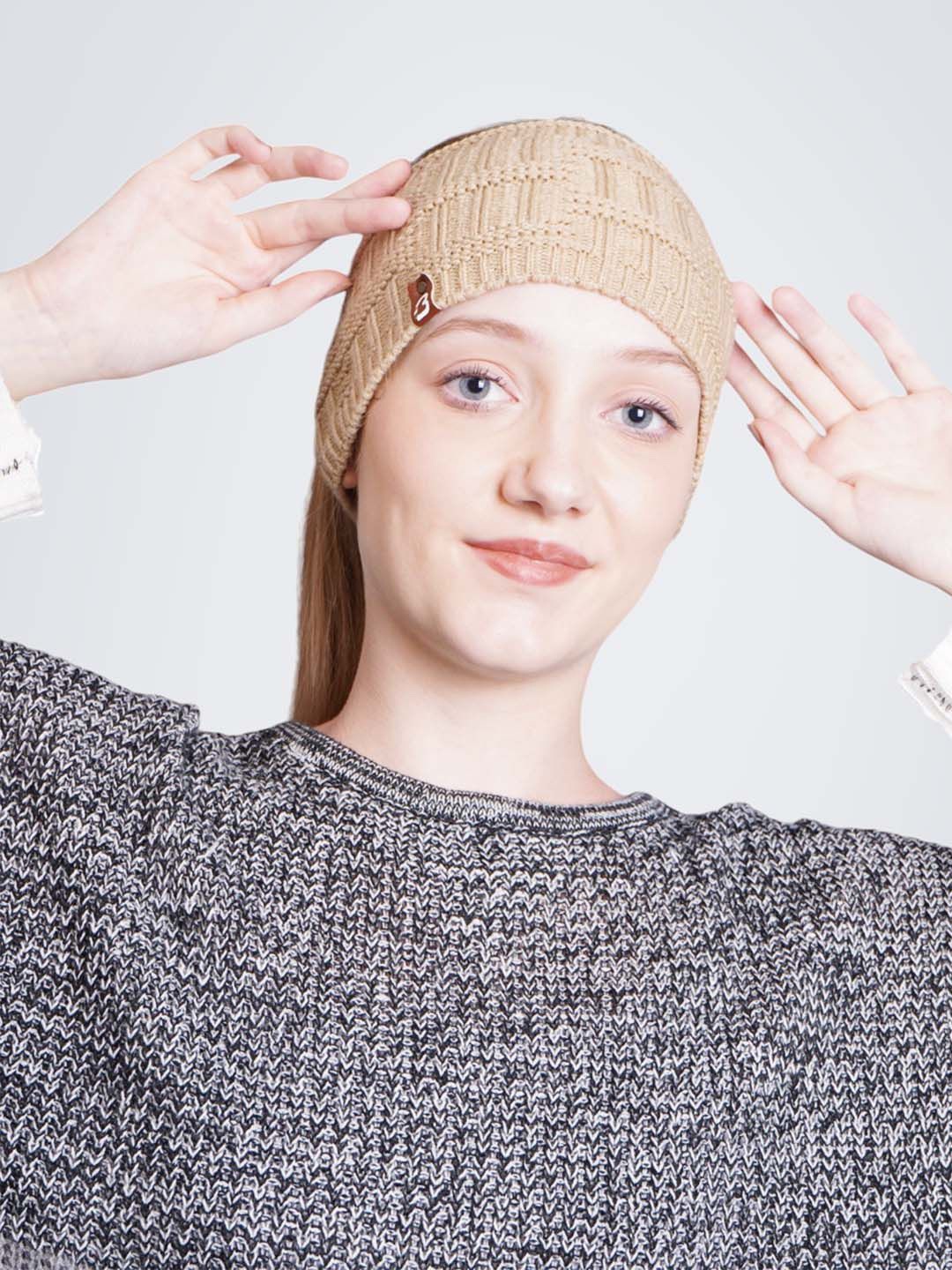 

Bharatasya Women Self-Design Warm Bandana Headband, Beige
