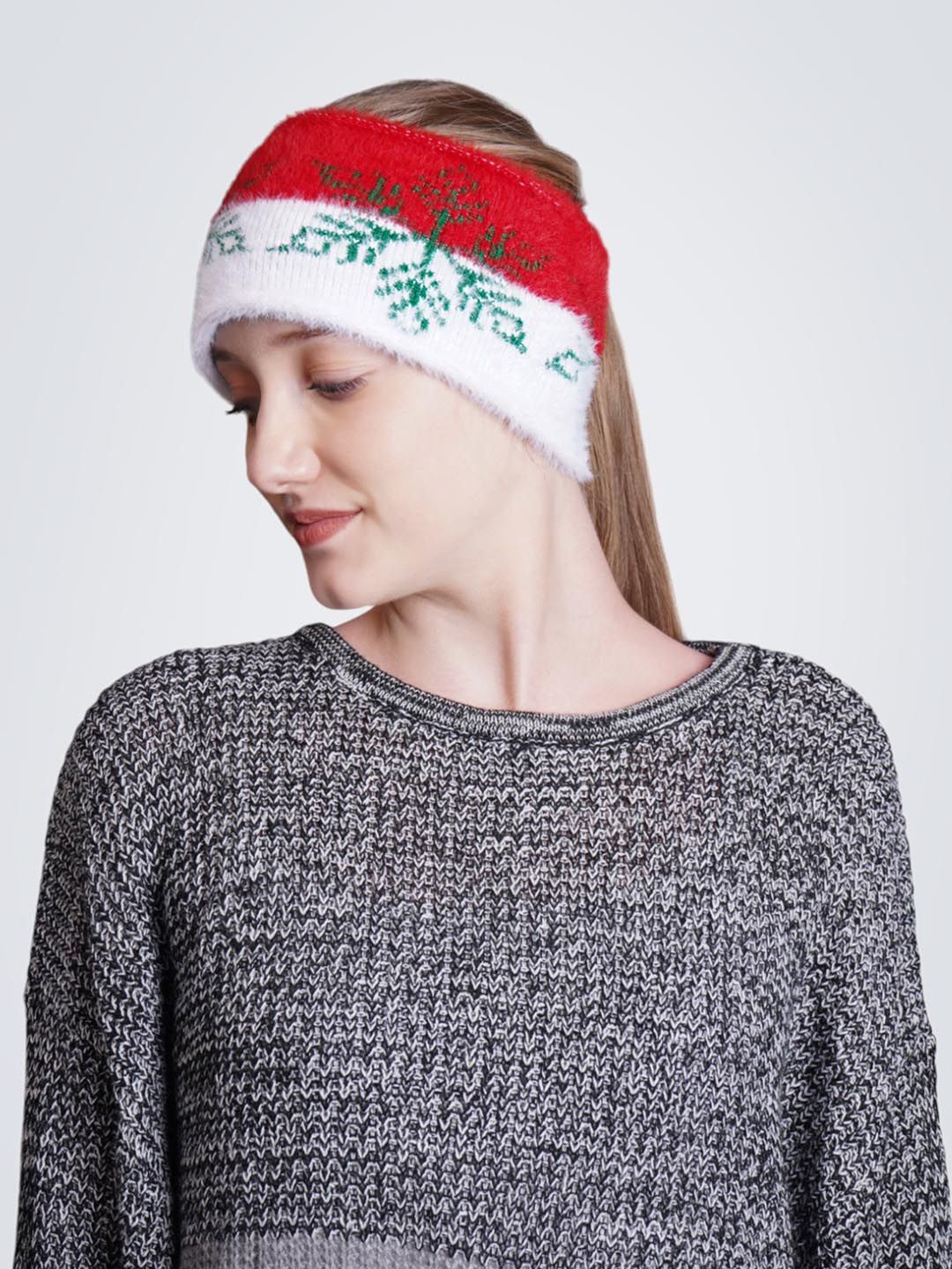 

Bharatasya Women patterned Woolen Headband Ear Warmer, White