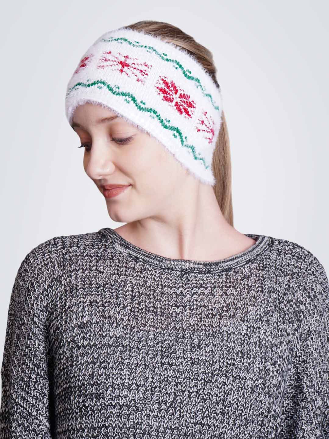 

Bharatasya Knitted Woolen Headband Earwarmer, White