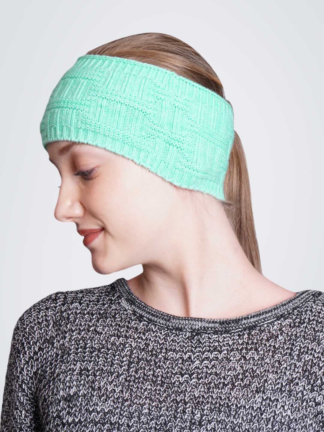 

Bharatasya Women Self-Design Winter Warm Headband, Turquoise blue