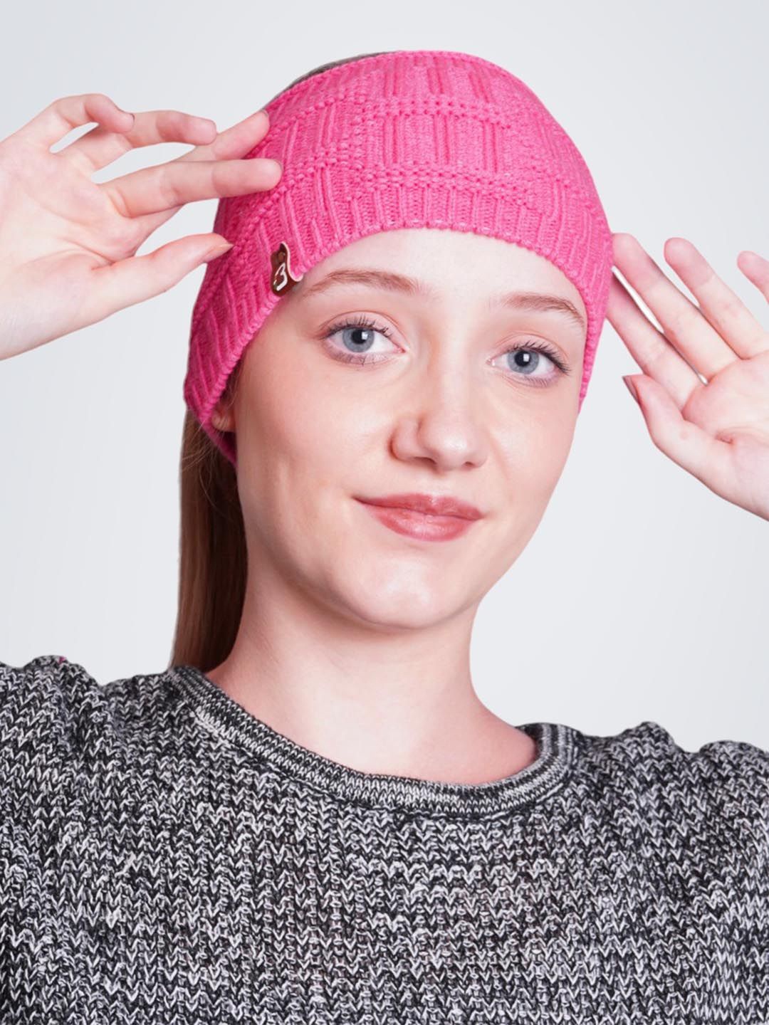 

Bharatasya Women Self-Design Winter Warm Headband, Pink