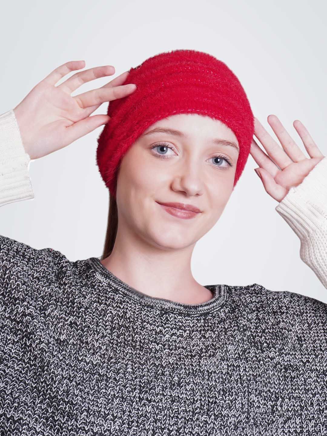 

Bharatasya Women Winter Warm Headband, Red