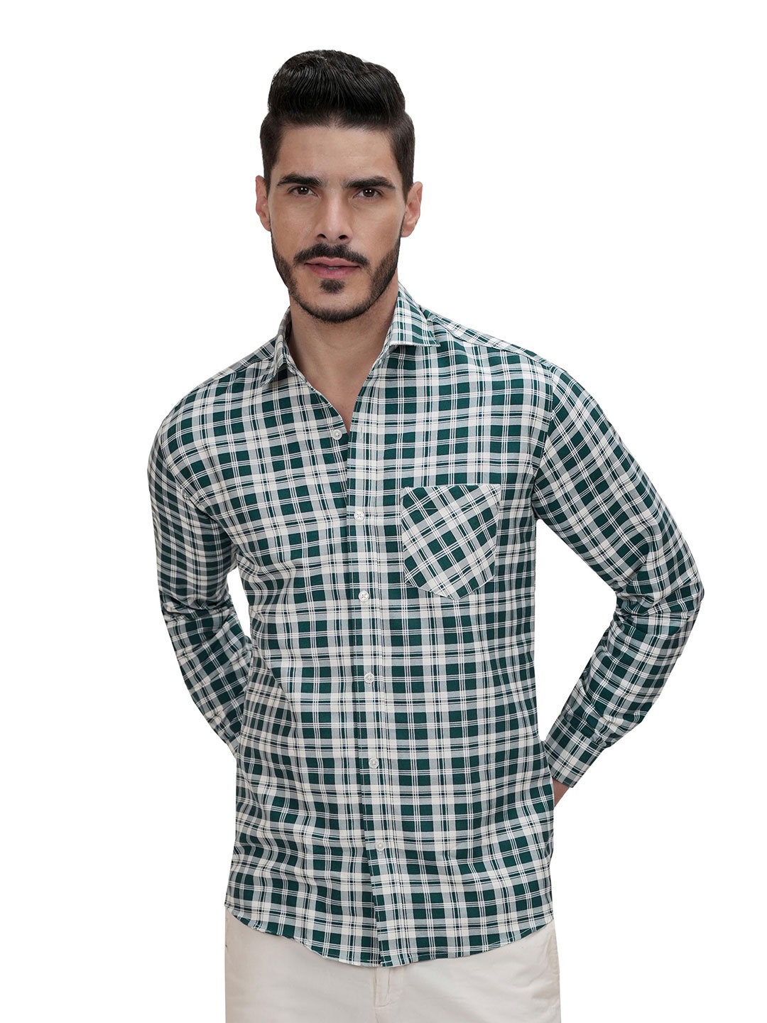

DIOGO LOUIS Checked Cotton Blend Formal Shirt for Men Blue Color