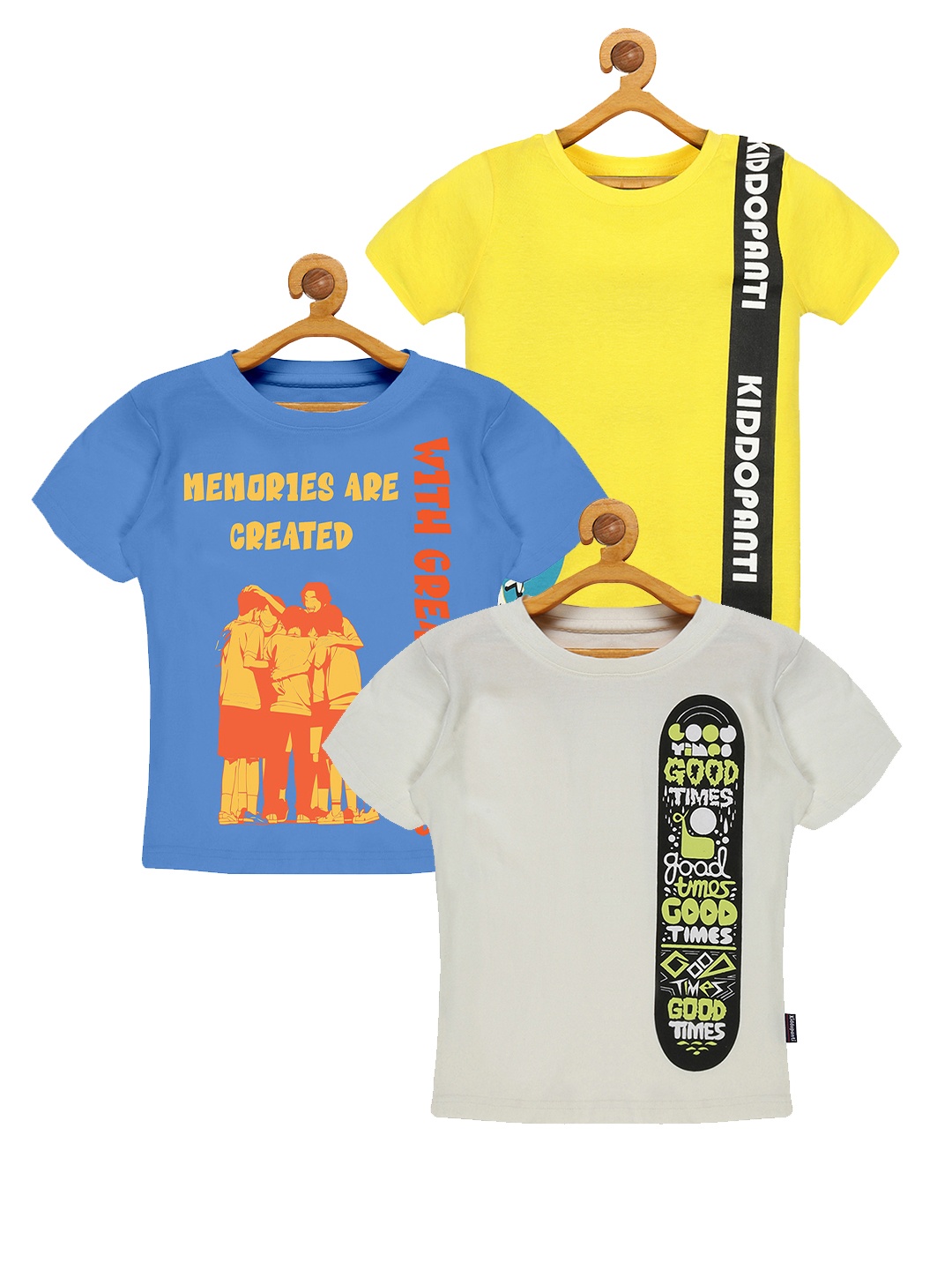 

KiddoPanti Boys 3 Printed Pockets T-shirt, Yellow