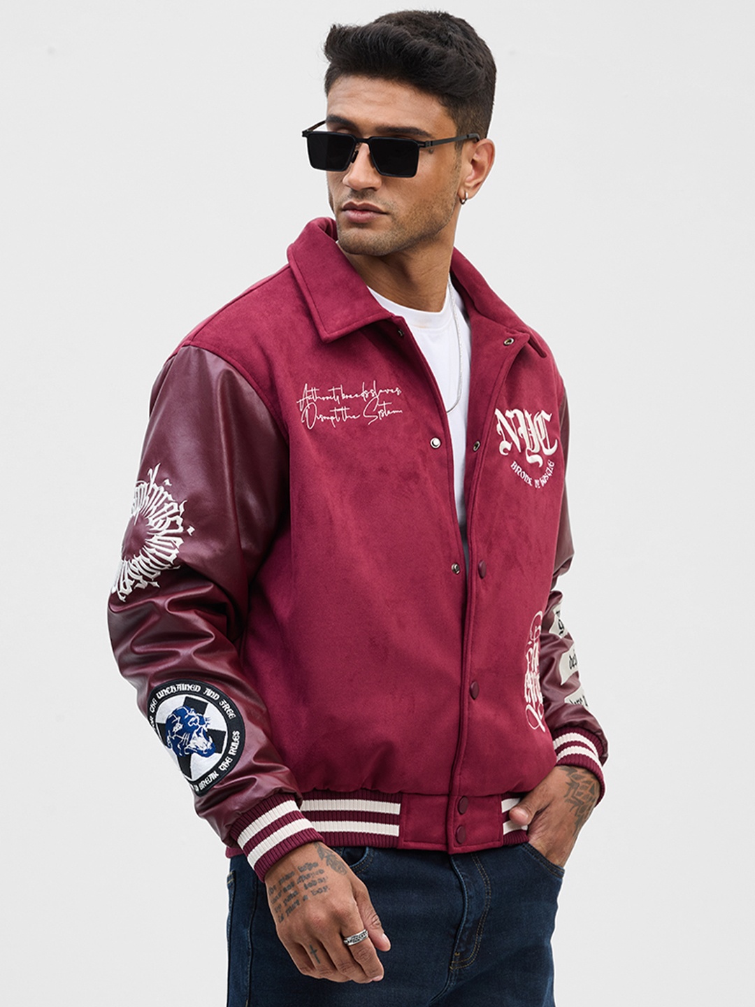 

Snitch Men Bomber Jacket, Burgundy