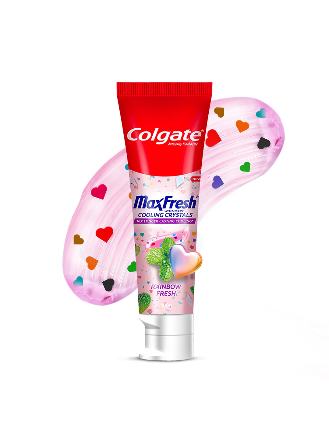 

Colgate MaxFresh Rainbow Fresh Gel Toothpaste with Heart Shaped Cooling Crystals - 100 g, Red