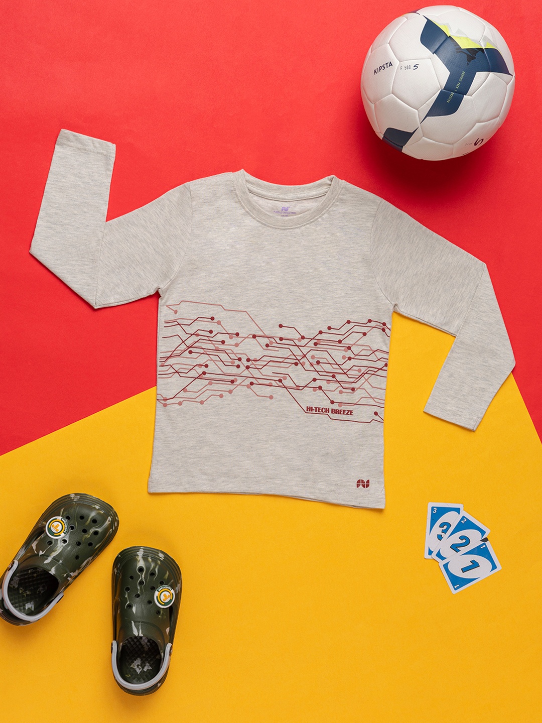 

Purple United Kids Boys Printed T-shirt, Grey melange