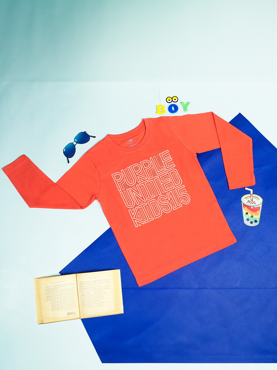 

Purple United Kids Boys Typography Printed Round Neck cotton T-shirt, Coral