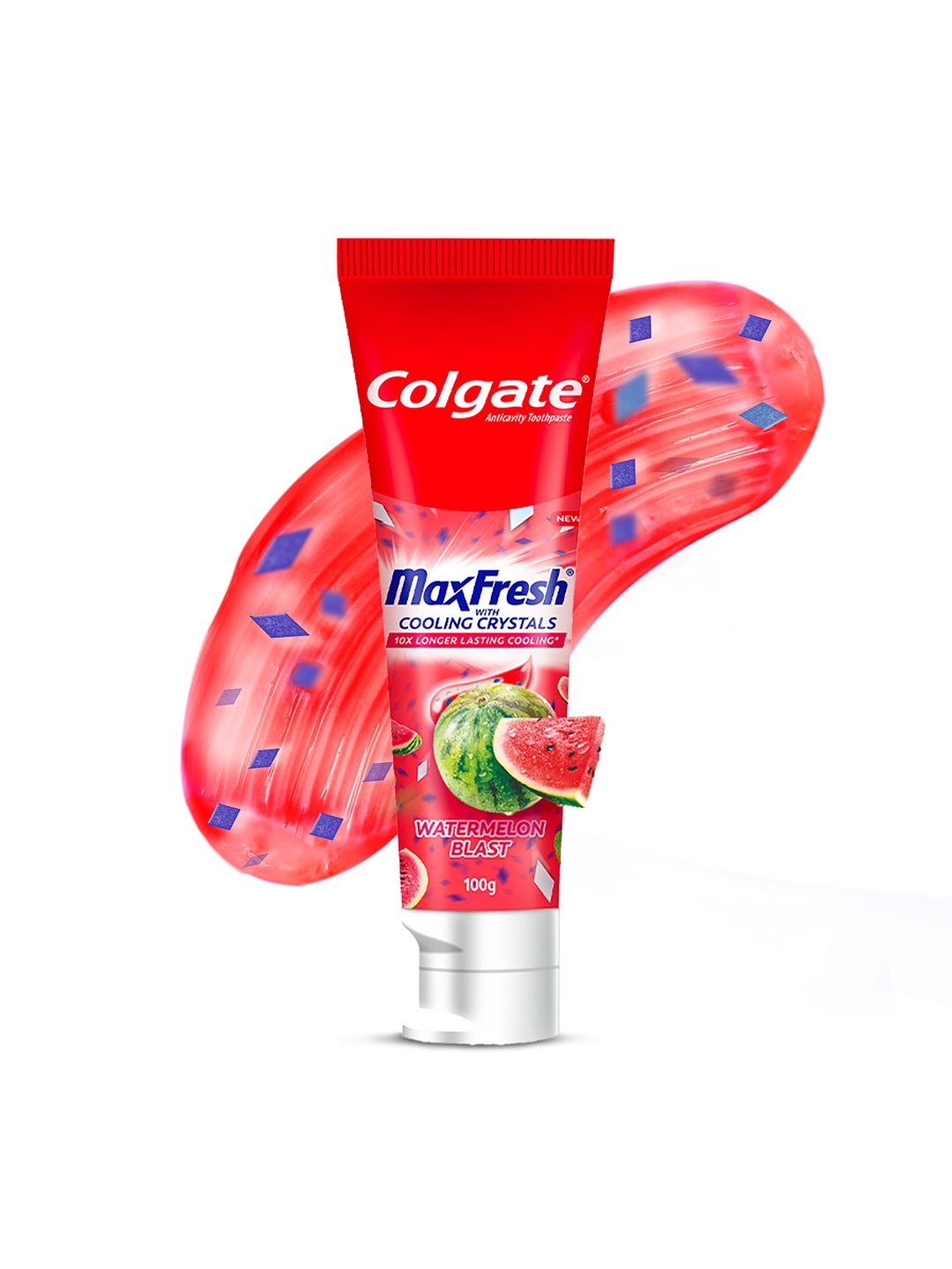 

Colgate MaxFresh Watermelon Blast Gel Toothpaste with Cooling Crystals - 100 g, Red