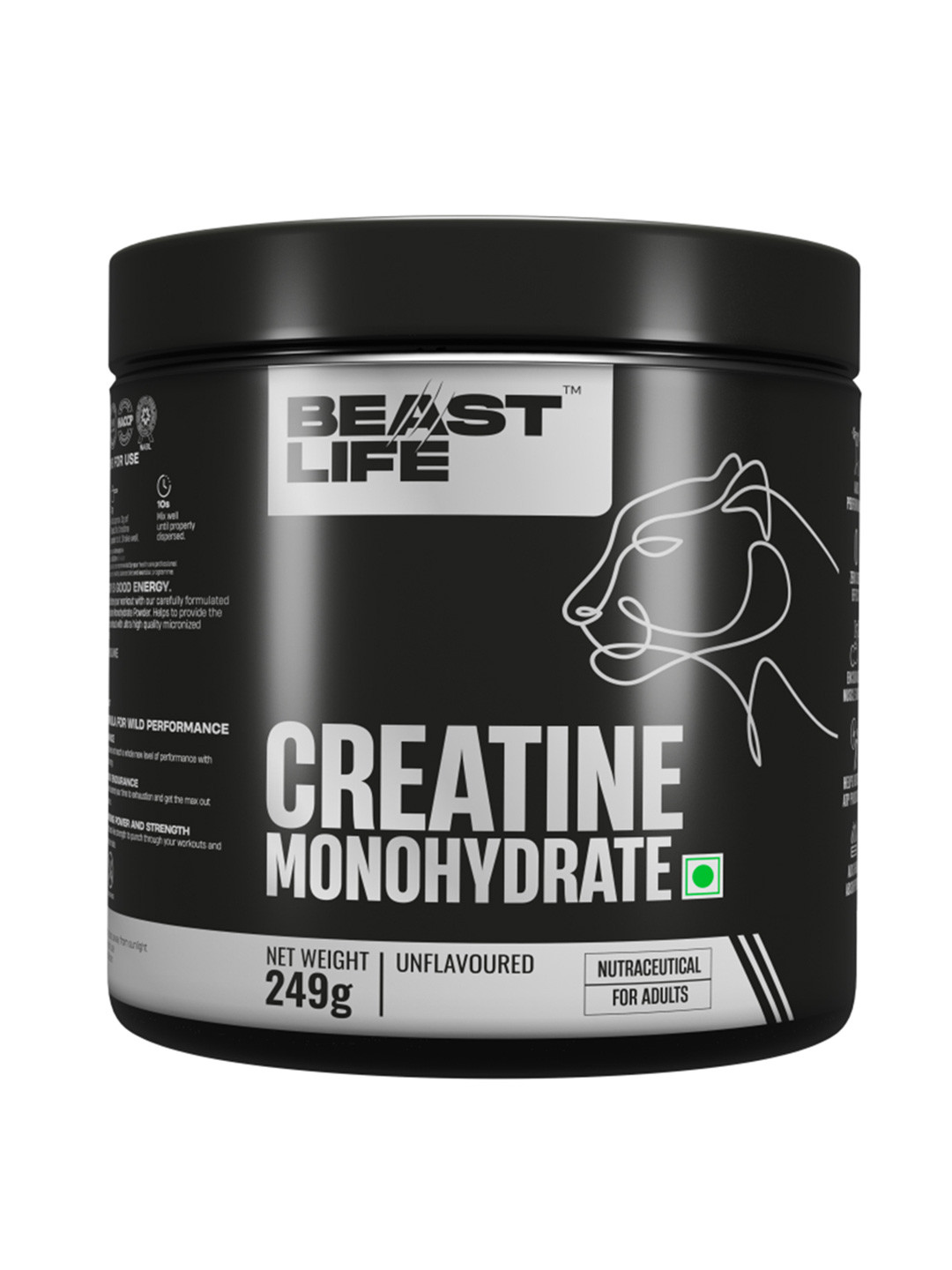 

BeastLife Creatine Monohydrate Powder - 249 gms, Black