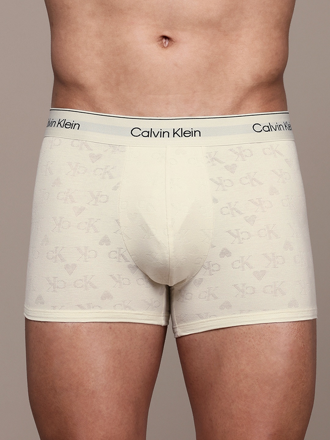 Calvin Klein Underwear Men Brand Logo Detail Short Trunks, Beige