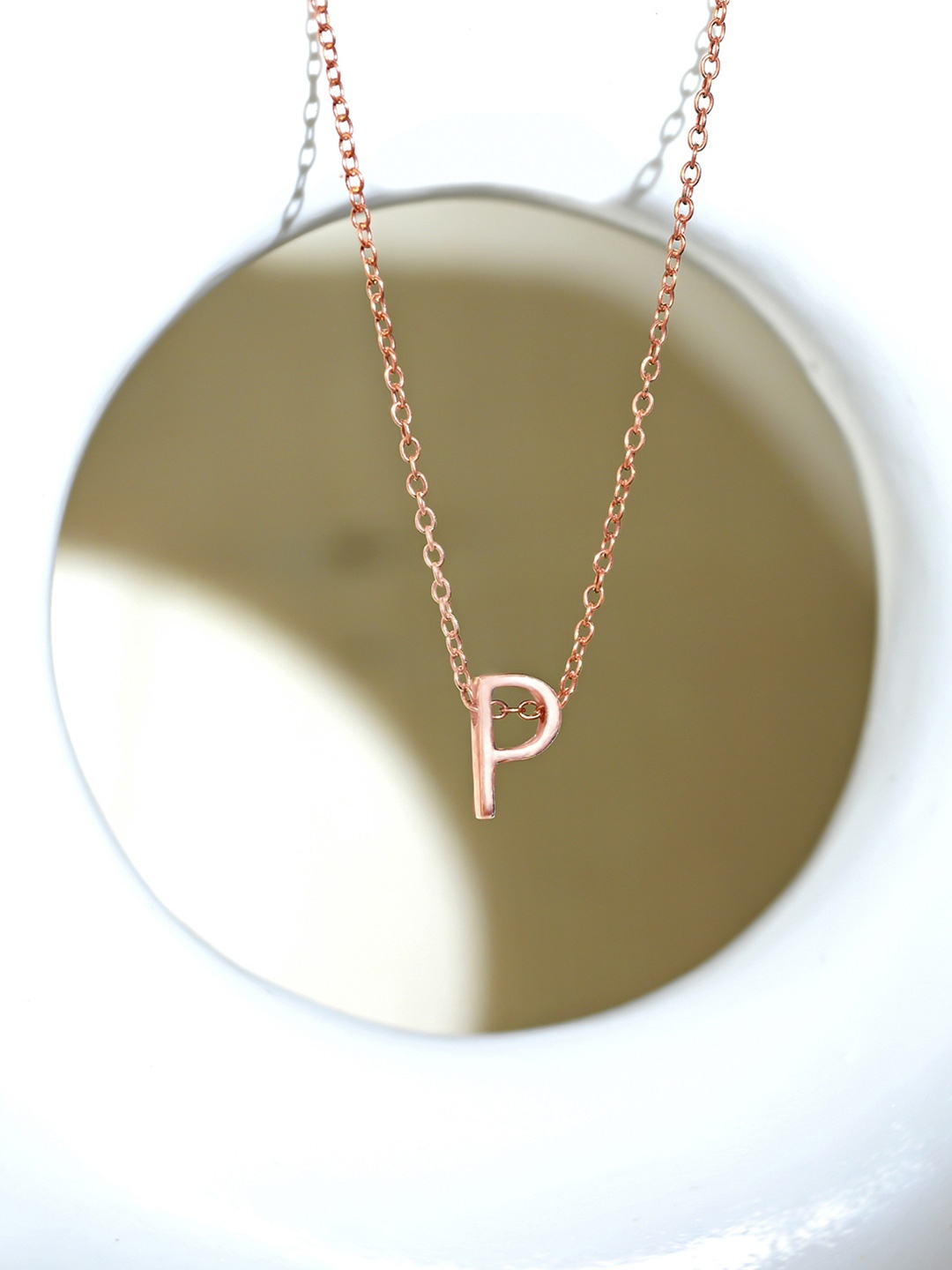 

TOUCH925 Sterling Silver Rose Gold-Plated P-Alphabet Pendants with Chains